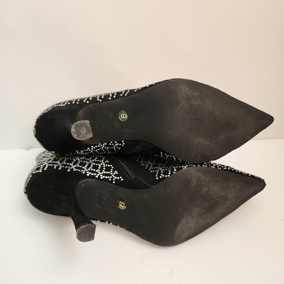 Jeffrey Campbell Brillo Size 9 Black Leather Crystal Ankle Bootie - Picture 6 of 9